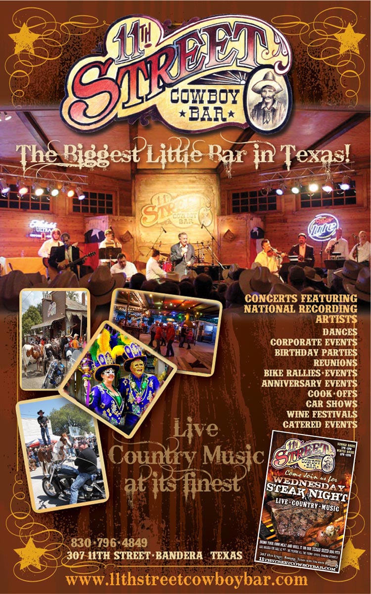 11th Street Cowboy Bar - The Biggest Little Bar In Texas, serving up beer and country western swing music in Bandera, Texas