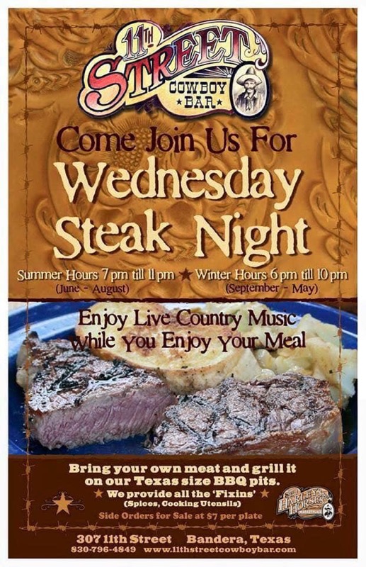 Wednesday Steak Night at the 11th Street Cowboy Bar
